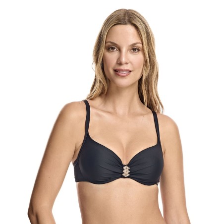 Top bikini copa básica con aro Malibu negro