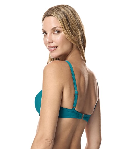 Top bikini copa básica con aro Malibu verde agua
