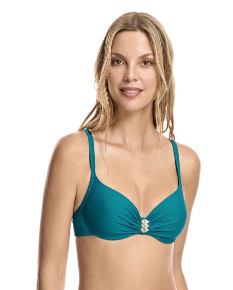 Top bikini copa básica con aro Malibu verde agua