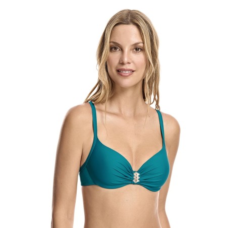 Top bikini copa básica con aro Malibu verde agua
