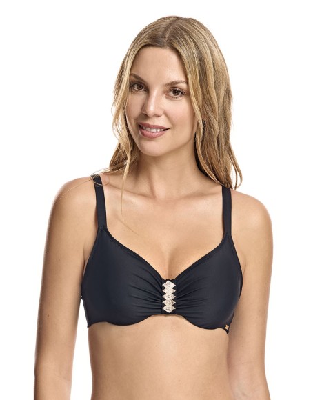Top bikini corte sisa capacidad con aro Malibu negro
