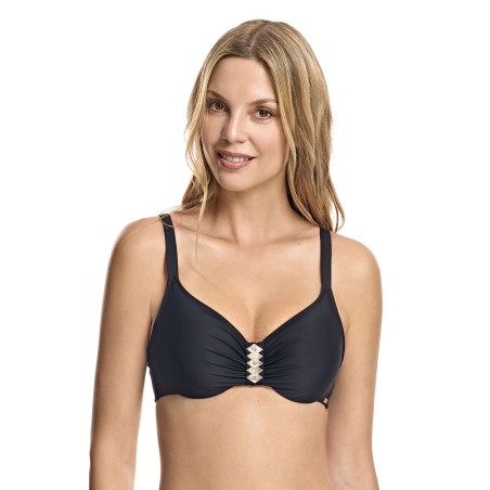 Top bikini corte sisa capacidad con aro Malibu negro
