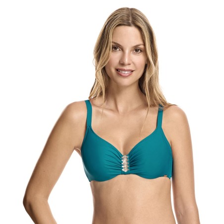 Top bikini corte sisa capacidad con aro Malibu verde agua