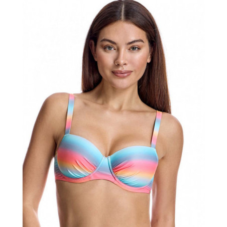 Top bikini para mujer balconet con copa, aro y refuerzo bajo pecho en color azul Top bikini para mujer balconet con copa, aro y refuerzo bajo pecho en color azul