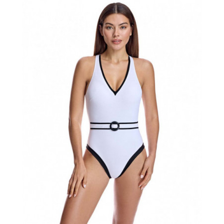 Bañador para mujer escote redondo con copa en color blanco Bañador para mujer escote redondo con copa en color blanco