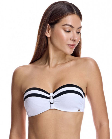 Top bikini para mujer corte strapless con copa y aro en color blanco Top bikini para mujer corte strapless con copa y aro en color blanco