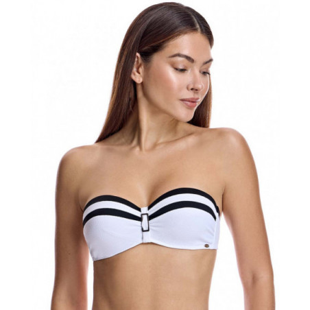 Top bikini para mujer corte strapless con copa y aro en color blanco Top bikini para mujer corte strapless con copa y aro en color blanco