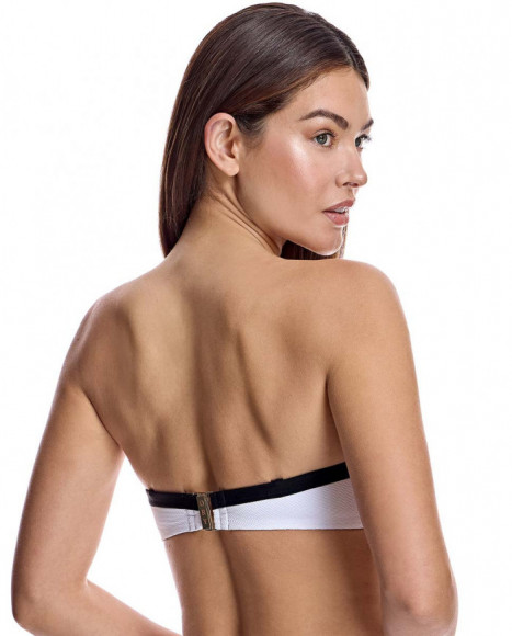 Top bikini para mujer corte strapless con copa y aro en color blanco Top bikini para mujer corte strapless con copa y aro en color blanco
