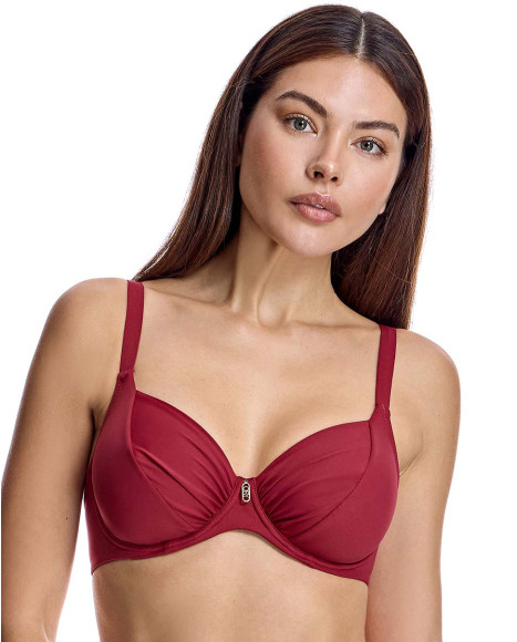 Top bikini para mujer capacidad con aro y refuerzo bajo pecho en color burdeos
