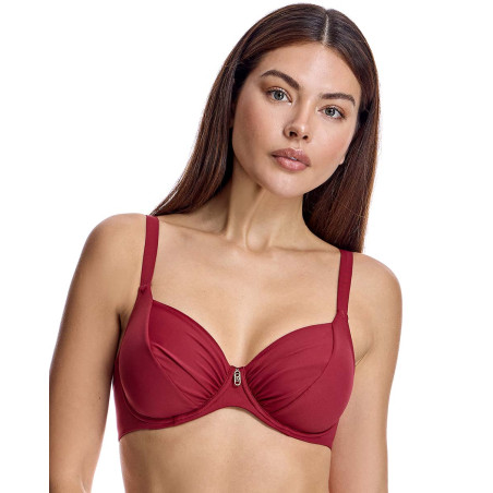 Top bikini para mujer capacidad con aro y refuerzo bajo pecho en color burdeos