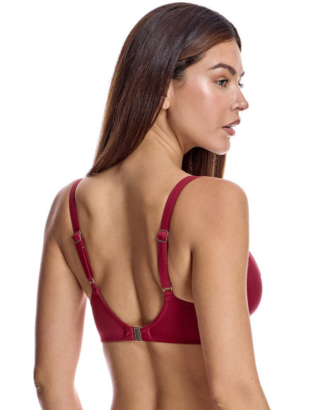 Top bikini para mujer capacidad con aro y refuerzo bajo pecho en color burdeos Top bikini para mujer capacidad con aro y refuerzo bajo pecho en color burdeos