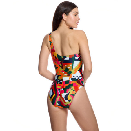 Bañador de mujer de corte asimétrico con detalle de anilla