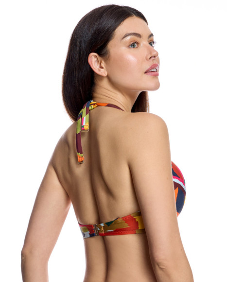 Top de bikini de mujer con cortina regulable y lazada central