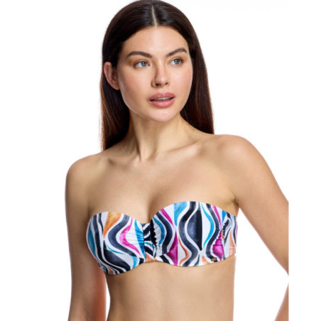 Top de bikini de mujer con escote palabra de honor y copas preformadas