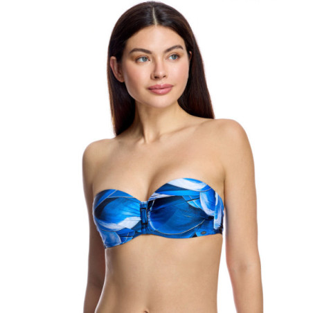 Top de bikini de mujer con escote palabra de honor y detalle de hebilla central