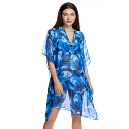 Caftán de mujer con cuello mao y bajo asimétrico