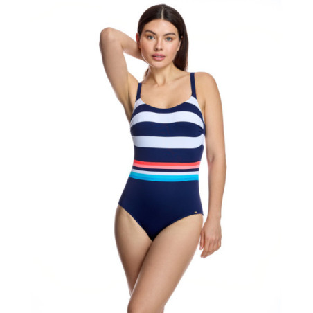 Bañador de mujer con escote redondo y control abdominal