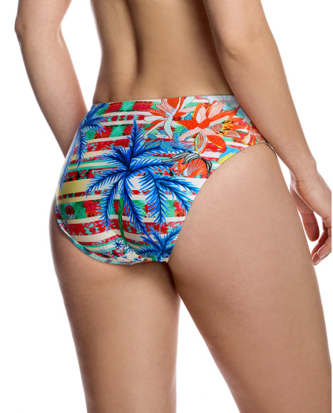 Braguita de bikini de mujer con talle alto y estampado tropical
