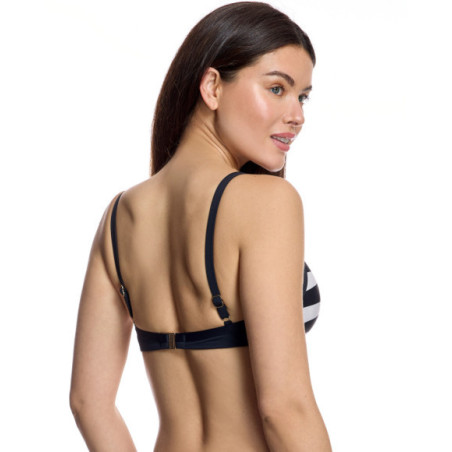 Top de bikini de mujer con aros y estampado de rayas