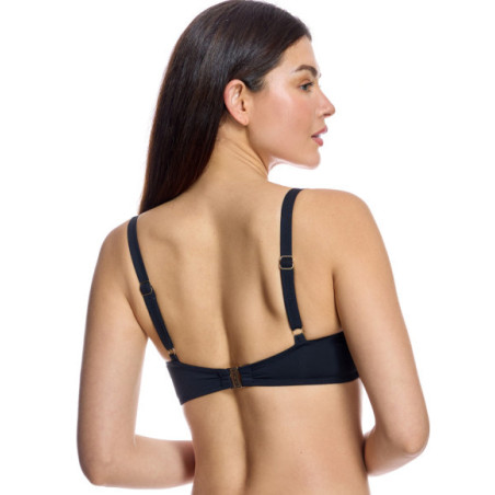 Top de bikini de mujer con aros y detalle de anilla central