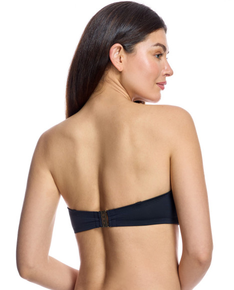 Top de bikini de mujer con diseño bandeau y estampado de rayas