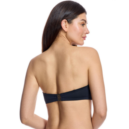 Top de bikini de mujer con diseño bandeau y estampado de rayas