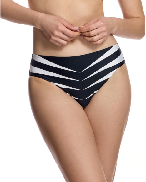 Braguita de bikini de mujer con talle alto y estampado chevron geométrico