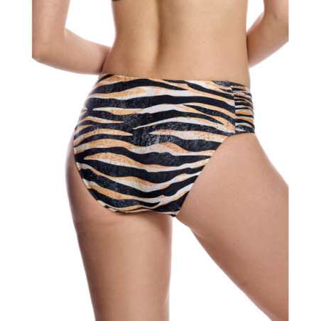 Braguita de bikini de mujer con laterales fruncidos y talle medio