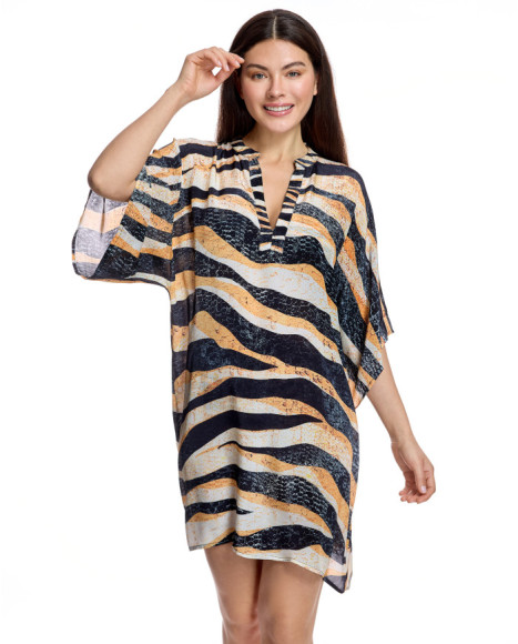 Vestido túnica de mujer de corte fluido y estampado animal