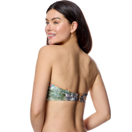 Top de bikini de mujer tipo bandeau con estampado botánico