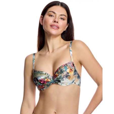 Top de bikini de mujer con copas preformadas y estampado selvático