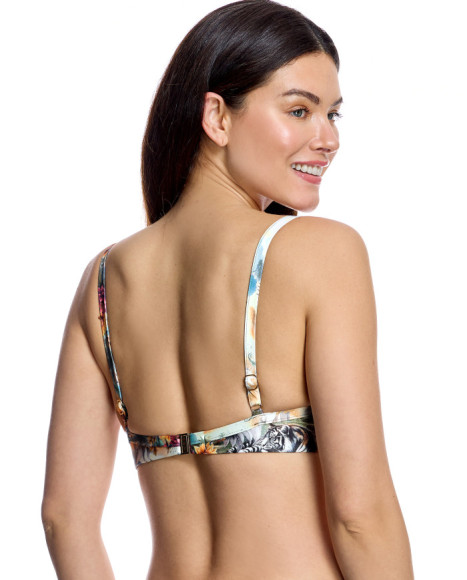 Top de bikini de mujer con copas preformadas y estampado selvático