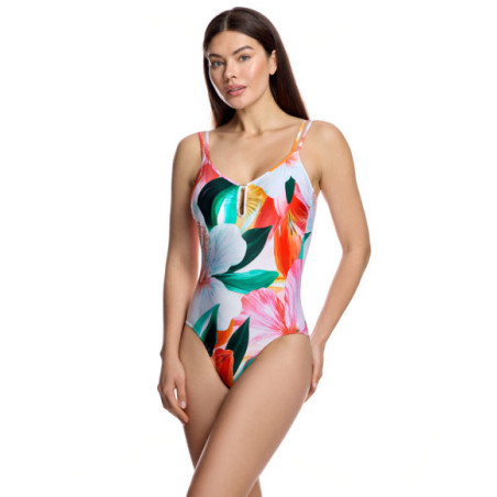 Bañador de mujer con estampado floral y escote en espalda