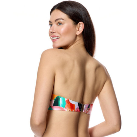 Top de bikini de mujer tipo bandeau y herraje central metálico