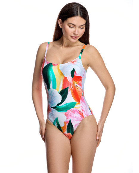 Bañador de mujer con escote redondeado y espalda profunda