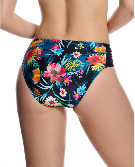 Braga de bikini de mujer con paneles laterales fruncidos y estampado floral