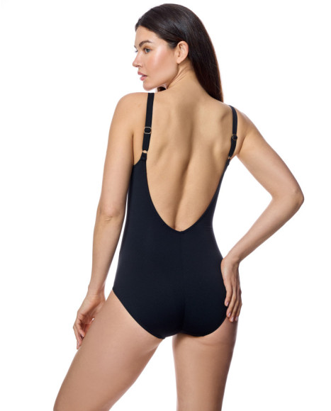 Bañador de mujer con escote en pico y paneles laterales florales