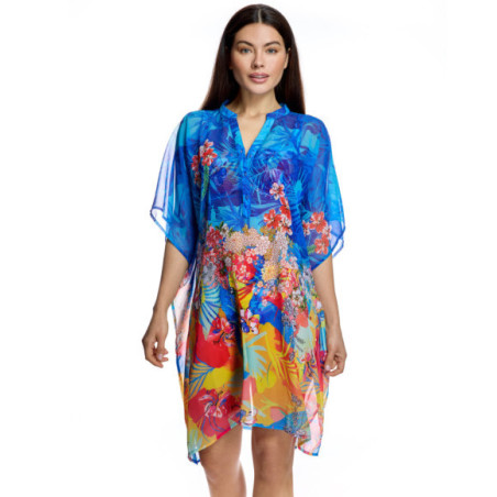 Caftán de mujer con diseño vaporoso y cuello mao