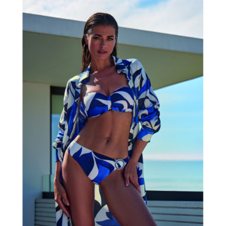 Top de bikini de mujer con escote bandeau y detalle fruncido