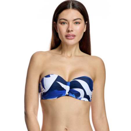 Top de bikini de mujer con escote bandeau y detalle fruncido