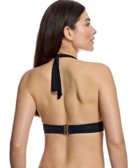 Top de bikini de mujer con estampado de rayas y escote triangular