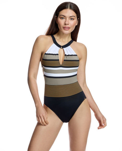 Bañador de mujer con cuello halter y apertura central