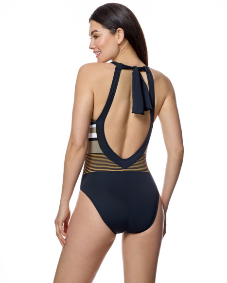 Bañador de mujer con cuello halter y apertura central