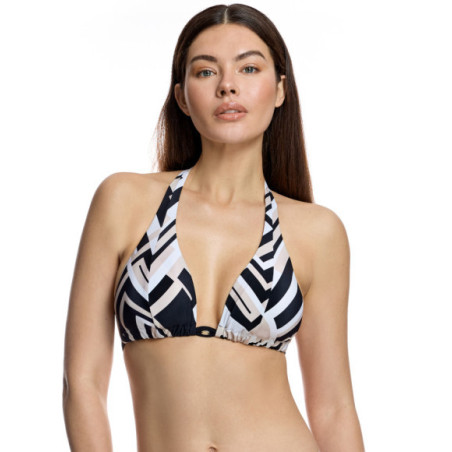 Top de bikini de mujer con diseño triangular y estampado geométrico