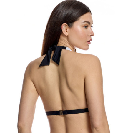 Top de bikini de mujer con diseño triangular y estampado geométrico