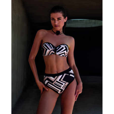 Top de bikini de mujer con diseño bandeau y estampado geométrico