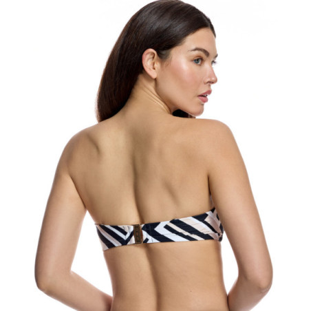 Top de bikini de mujer con diseño bandeau y estampado geométrico