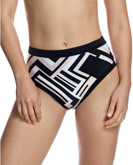 Braguita de bikini de mujer con talle alto y cinturilla en contraste