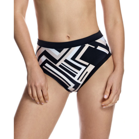 Braguita de bikini de mujer con talle alto y cinturilla en contraste