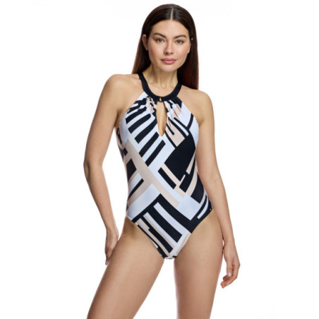 Bañador de mujer con cuello halter y apertura frontal